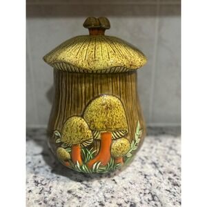 Vintage‎ Ceramic Mushroom Cookie Jar Apothecary Jar Whimsical Woodland Decor